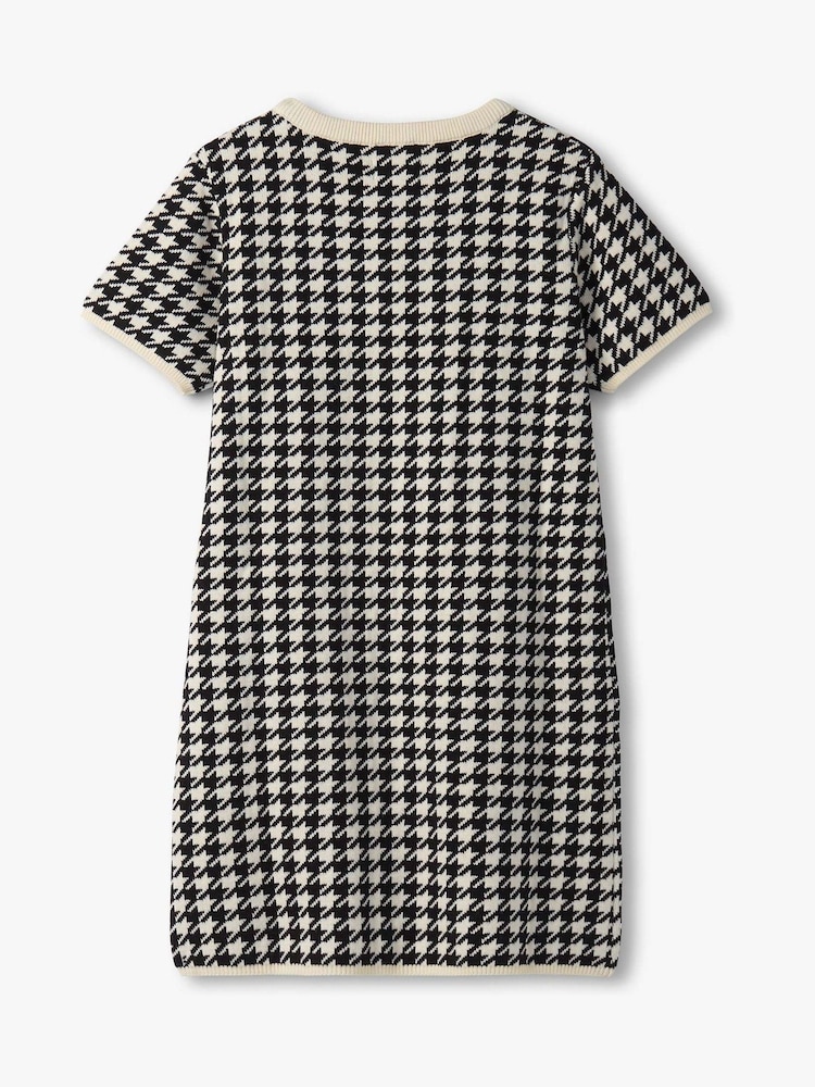 Hatley Houndstooth Sweater Black Dress with Faux Fur Pockets - Image 2 of 2
