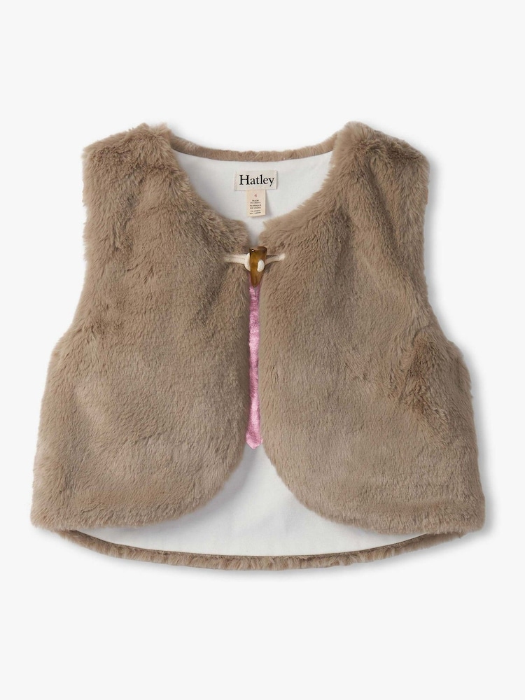 Hatley Cropped Faux Fur Brown Vest - Image 1 of 3