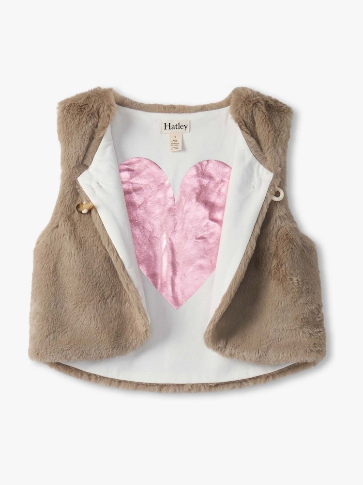 Hatley Cropped Faux Fur Brown Vest - Image 2 of 3