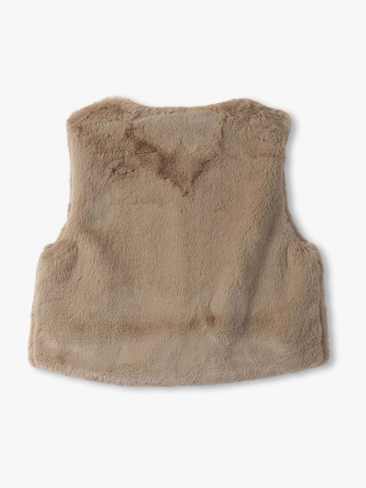 Hatley Cropped Faux Fur Brown Vest - Image 3 of 3
