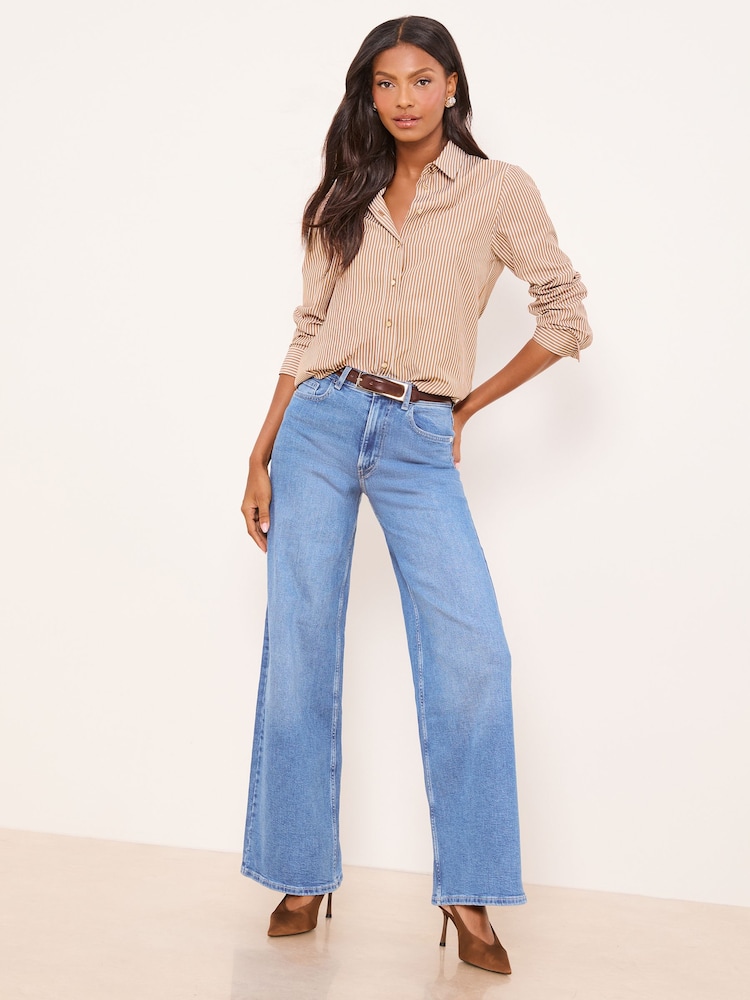 Lipsy Brown Stripe Poplin Shirt - Image 2 of 4