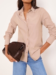 Lipsy Brown Stripe Poplin Shirt - Image 3 of 4