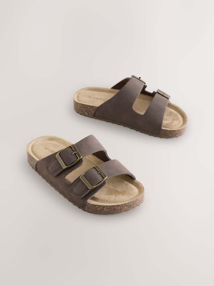 Chocolate Brown Corkbed Slider Sandals - Image 1 of 5