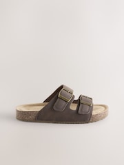 Chocolate Brown Corkbed Slider Sandals - Image 2 of 5