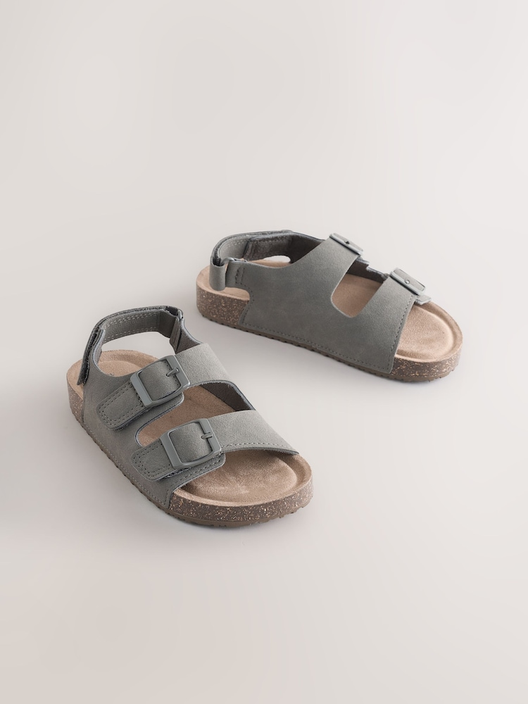 Gris - Sandales à double boucle avec semelle rembourrée - Image 1 de 6