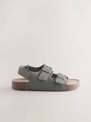 Gris - Sandales à double boucle avec semelle rembourrée - Image 2 de 6