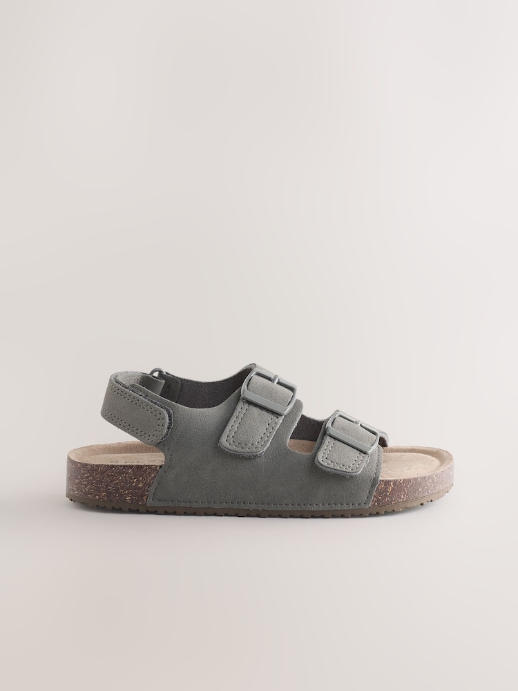 Gris - Sandales à double boucle avec semelle rembourrée - Image 2 de 6