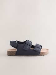 Navy Standard Fit (F) Double Buckle Cushioned Footbed Sandals - Image 2 of 6