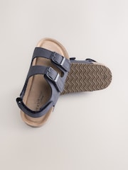 Navy Standard Fit (F) Double Buckle Cushioned Footbed Sandals - Image 3 of 6
