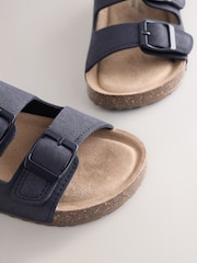 Navy Standard Fit (F) Double Buckle Cushioned Footbed Sandals - Image 4 of 6