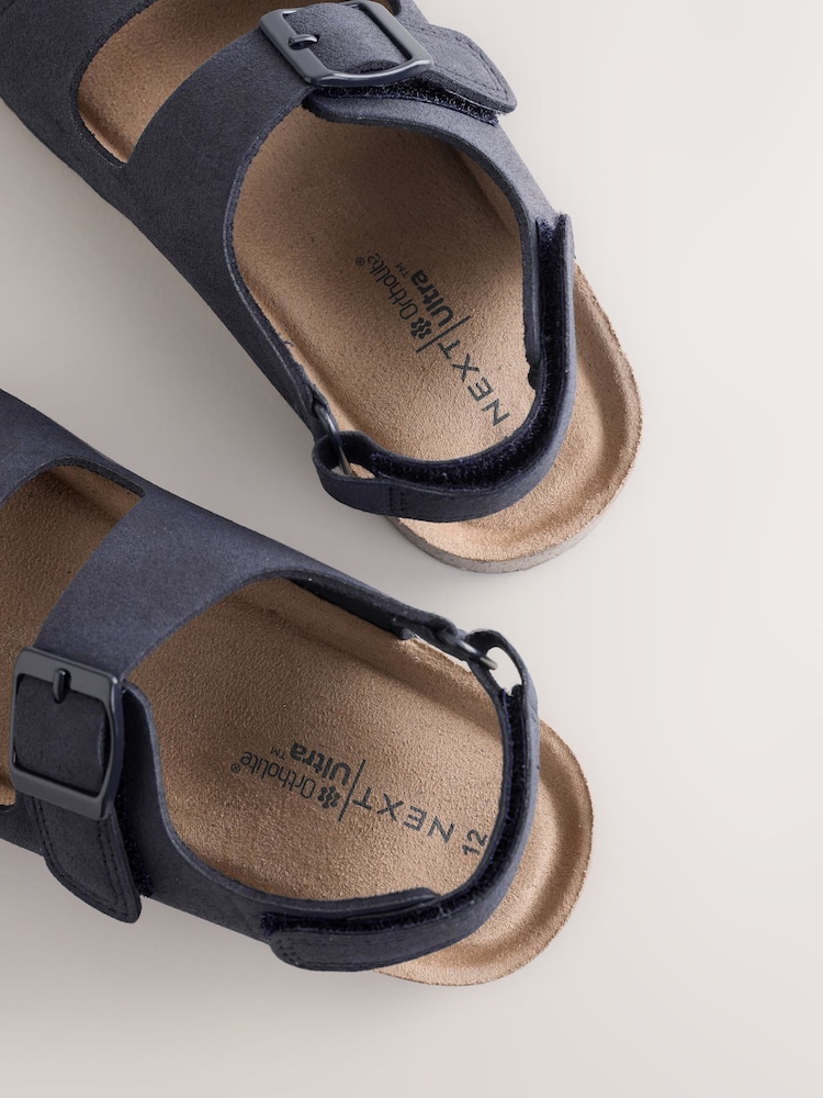 Navy Standard Fit (F) Double Buckle Cushioned Footbed Sandals - Image 6 of 6