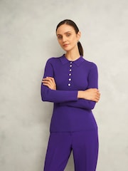 Hobbs Purple Fara Knitted Shirt - Image 1 of 4
