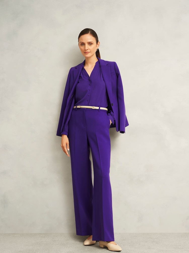 Hobbs Purple Sami Wide Trousers - Image 1 of 4 Hobbs Purple Sami Wide Trousers - Image 1 of 4