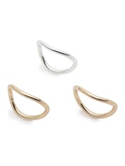 Lauren Ralph Lauren Gold Two Tone Sculptural 3 Ring Set - Image 1 of 3