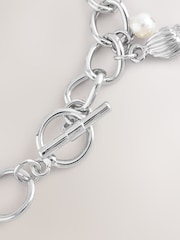 Silver Tone Pearl Effect Charm Bracelet Watch - Image 5 of 6