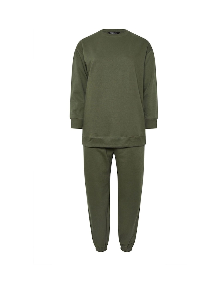 Yours Curve Green Sweat Top & Cuffed Joggers Set - Image 6 of 6