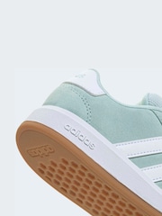 adidas Light Blue Grand Court 00s Suede Elastic Lace Kids Trainers - Image 5 of 8