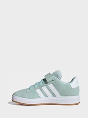 adidas Light Blue Grand Court 00s Suede Elastic Lace Kids Trainers - Image 7 of 8