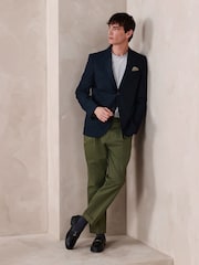 Navy Blue Slim Fit N. Premium Textured Blazer With TENCEL™ Lyocell and Linen - Image 2 of 7