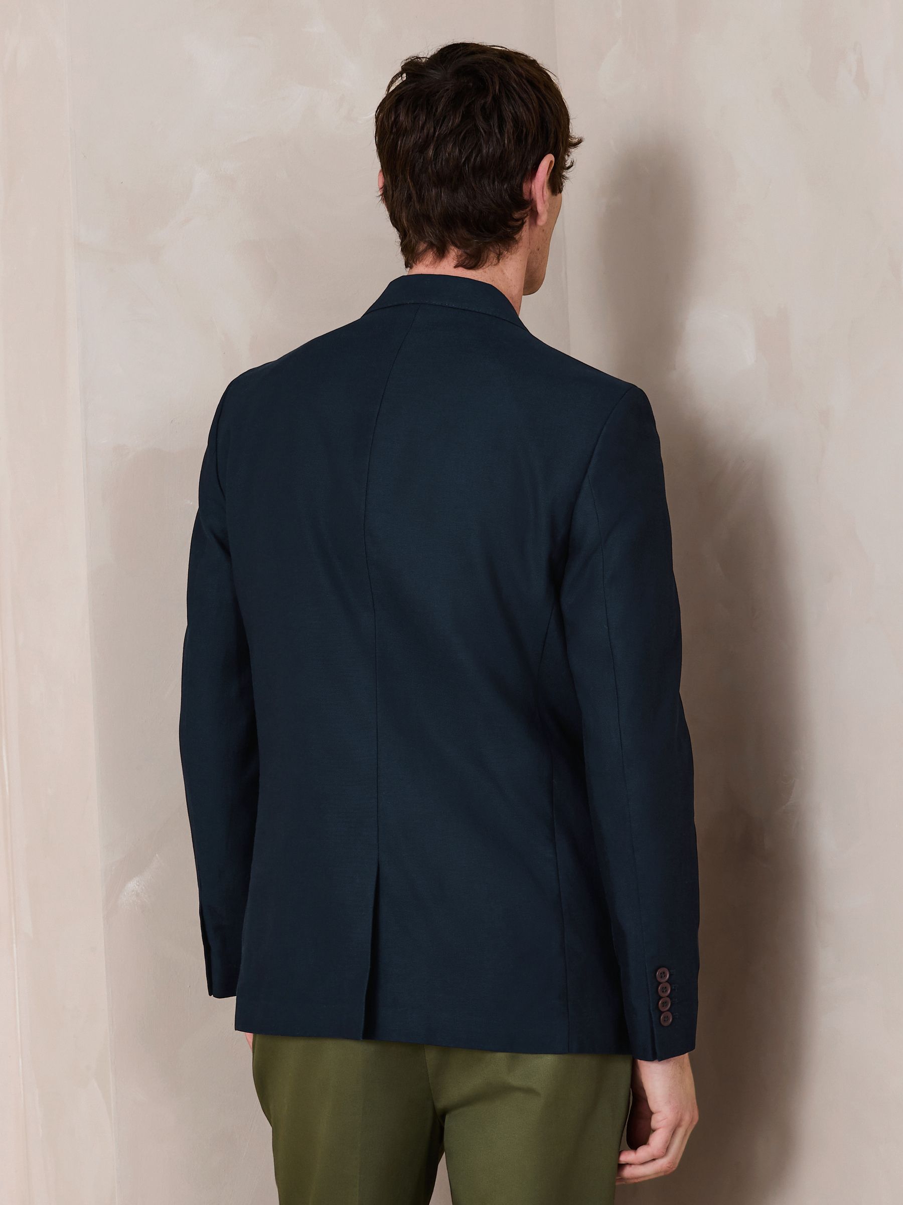 Buy Navy Blue Slim Fit N. Premium Textured Blazer With TENCEL