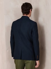 Navy Blue Slim Fit N. Premium Textured Blazer With TENCEL™ Lyocell and Linen - Image 4 of 7