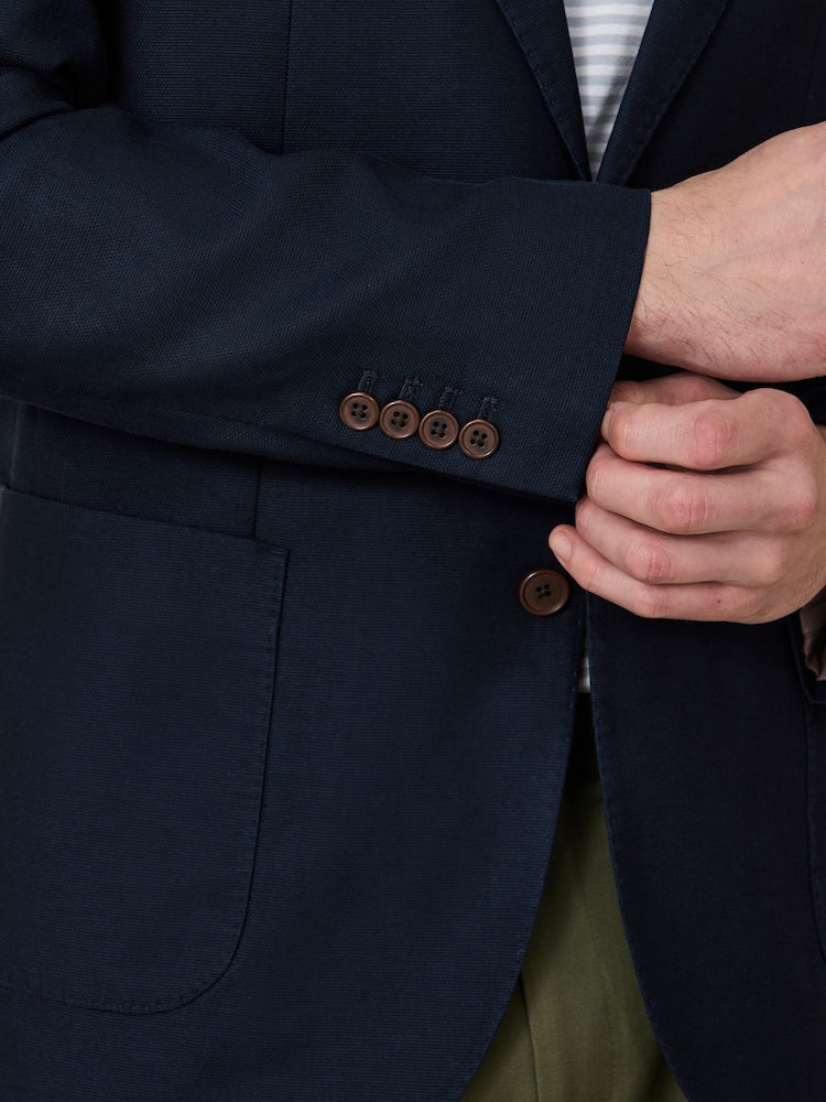 Navy Blue Slim Fit N. Premium Textured Blazer With TENCEL™ Lyocell and Linen - Image 7 of 7