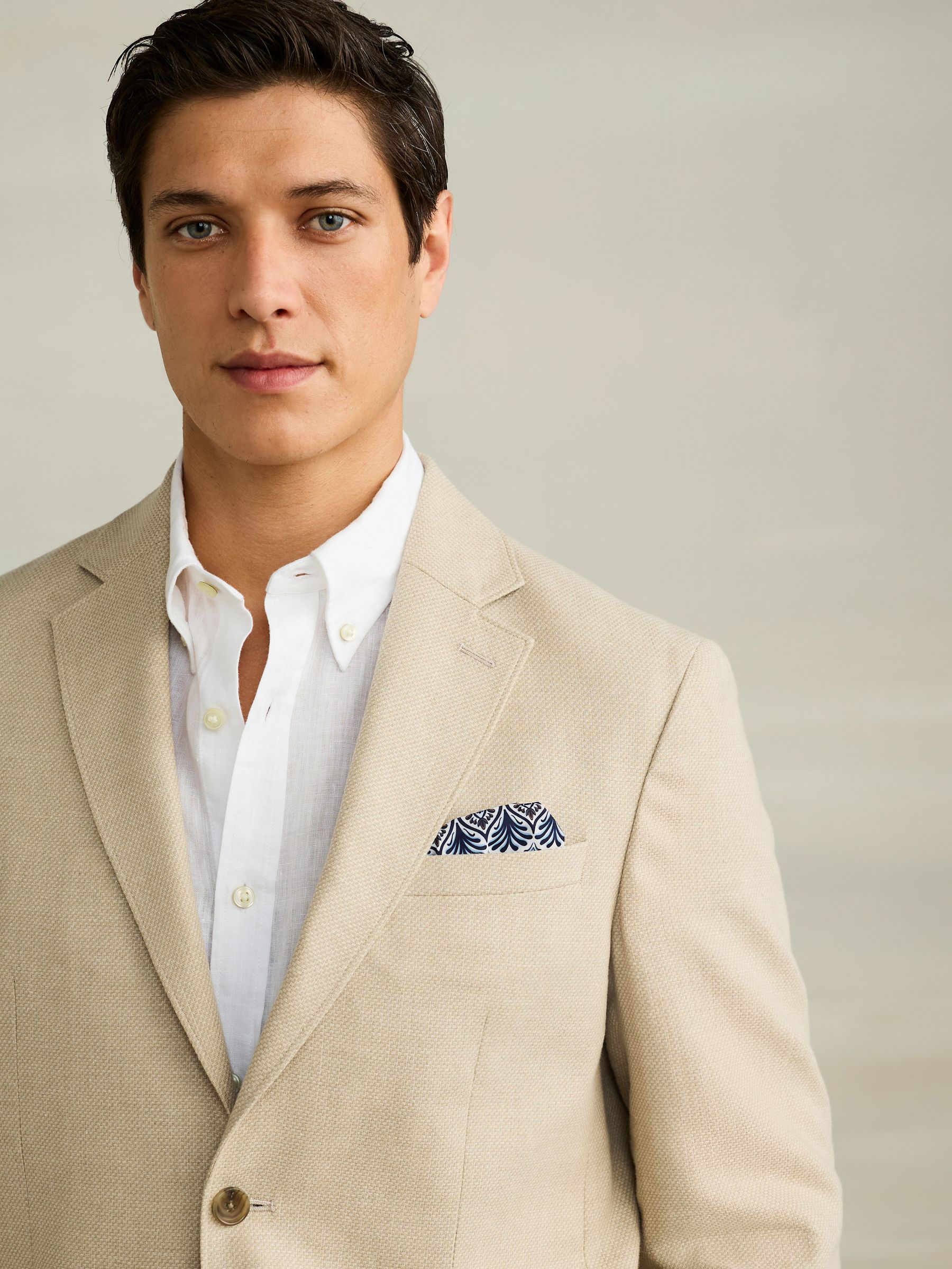 Buy Stone Regular Fit Textured Linen Blend Blazer from Next USA