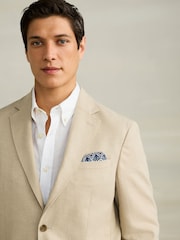 Stone Regular Fit Textured Linen Blend Blazer - Image 1 of 11