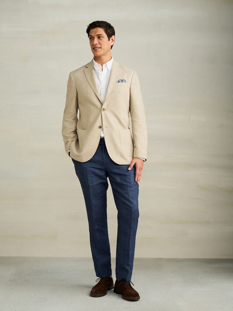 Stone Regular Fit Textured Linen Blend Blazer - Image 2 of 11