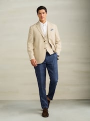 Stone Regular Fit Textured Linen Blend Blazer - Image 3 of 11