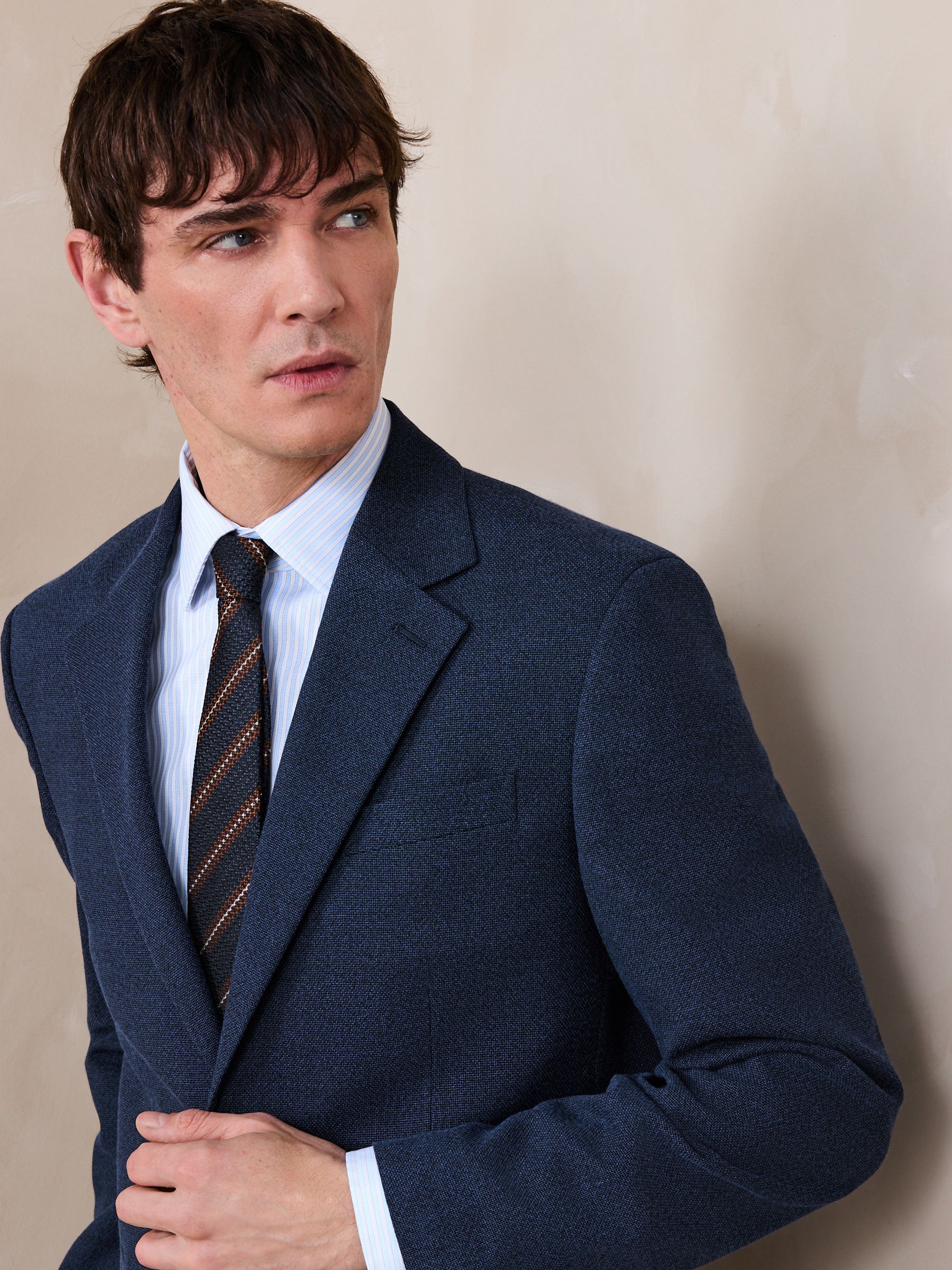 Buy Navy Blue Regular Fit Smart Textured Blazer from Next USA