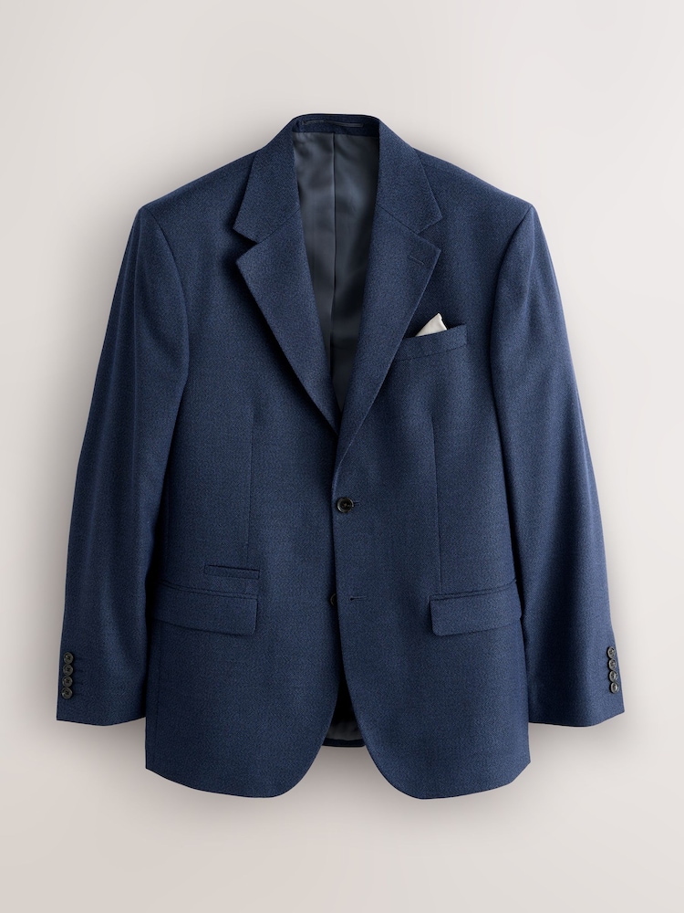Navy Blue Regular Fit Smart Textured Blazer - Image 1 of 6
