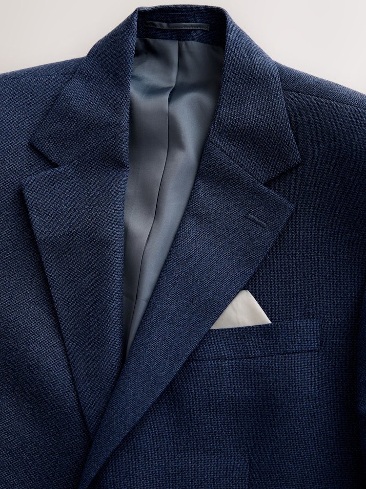 Navy Blue Regular Fit Smart Textured Blazer - Image 2 of 6