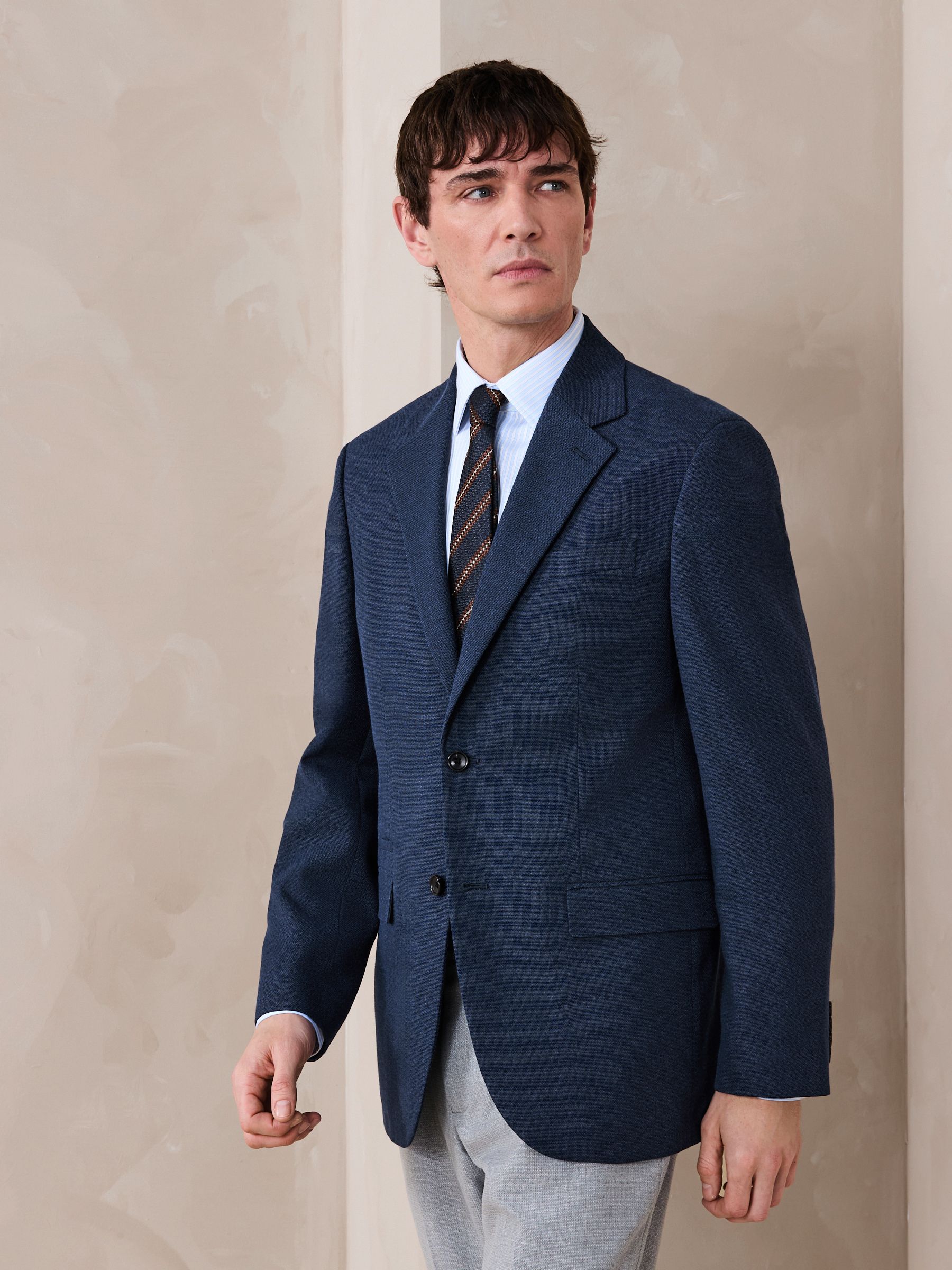 Buy Navy Blue Regular Fit Smart Textured Blazer from Next USA