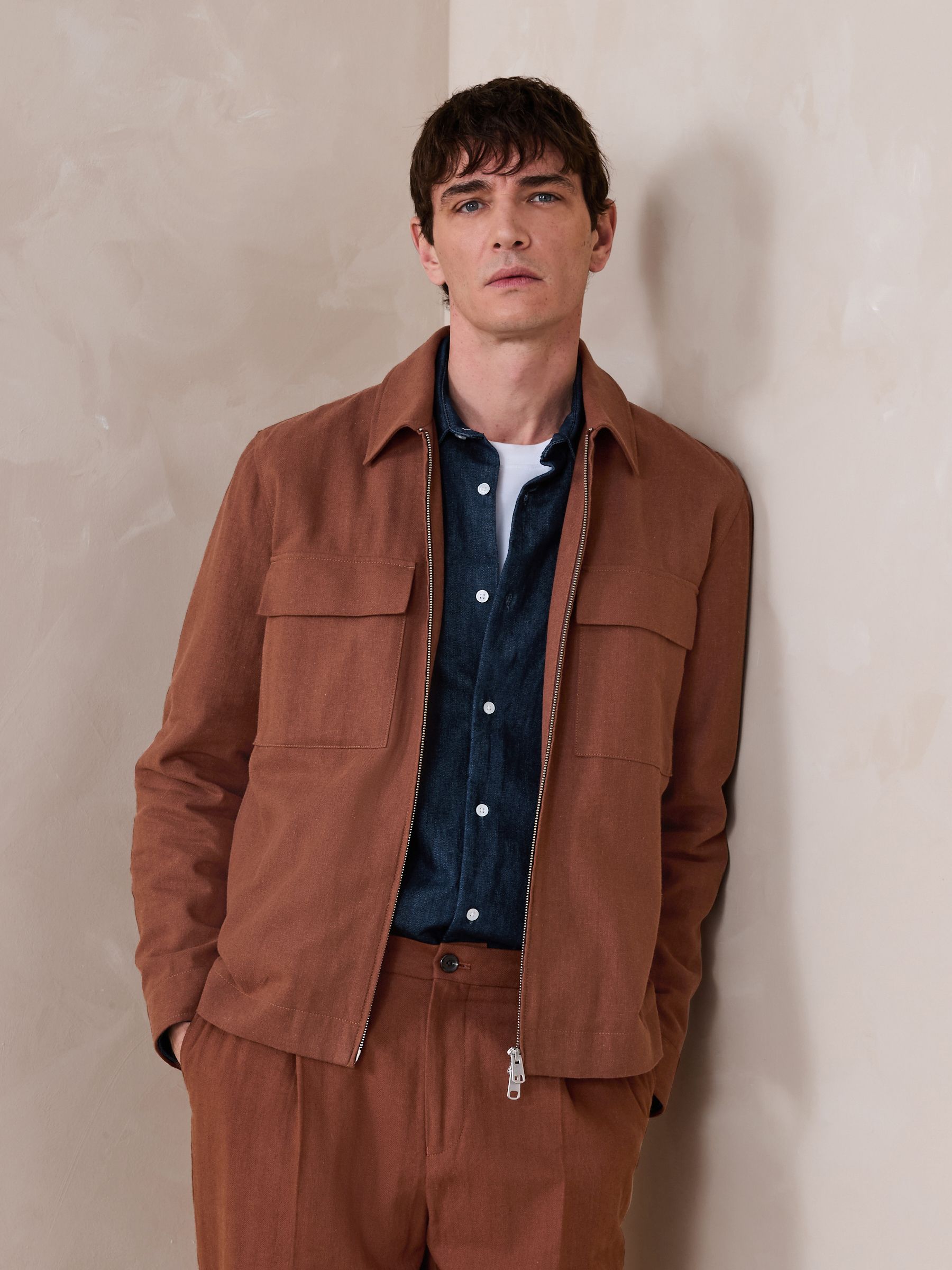 Buy Rust Brown N. Premium Linen Blend Herringbone Jacket from Next USA