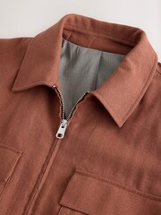 بني مائل للأحمر - N. Premium Linen Blend Herringbone Jacket - Image 3 of 5