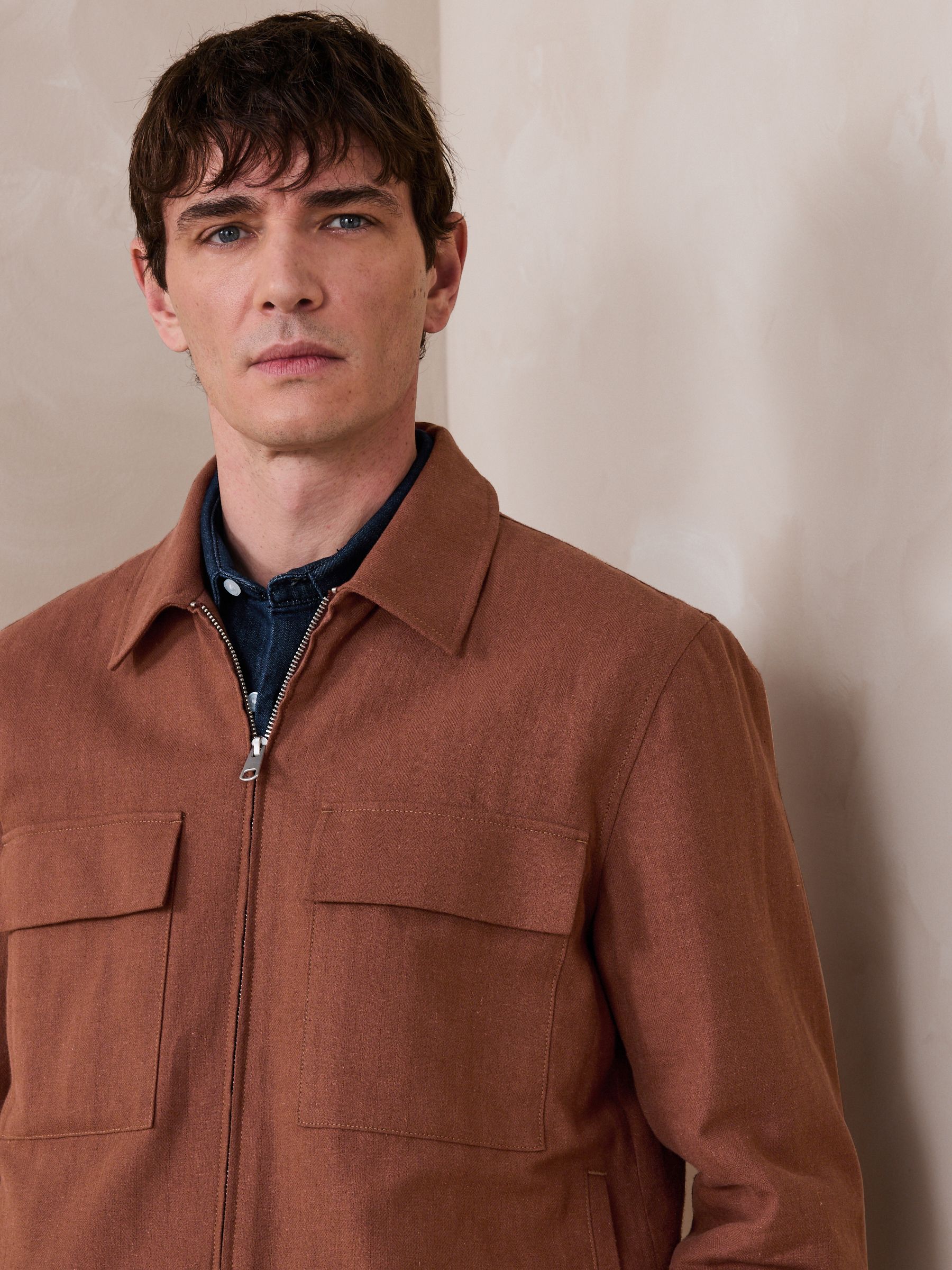 Buy Rust Brown N. Premium Linen Blend Herringbone Jacket from Next USA