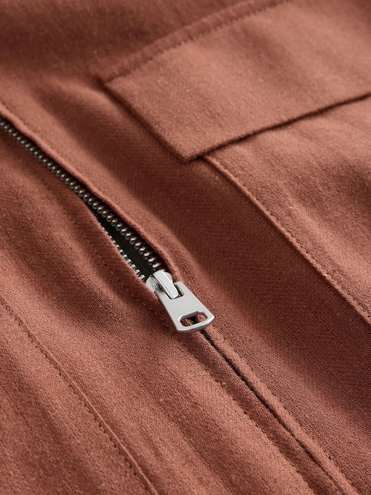 بني مائل للأحمر - N. Premium Linen Blend Herringbone Jacket - Image 5 of 5