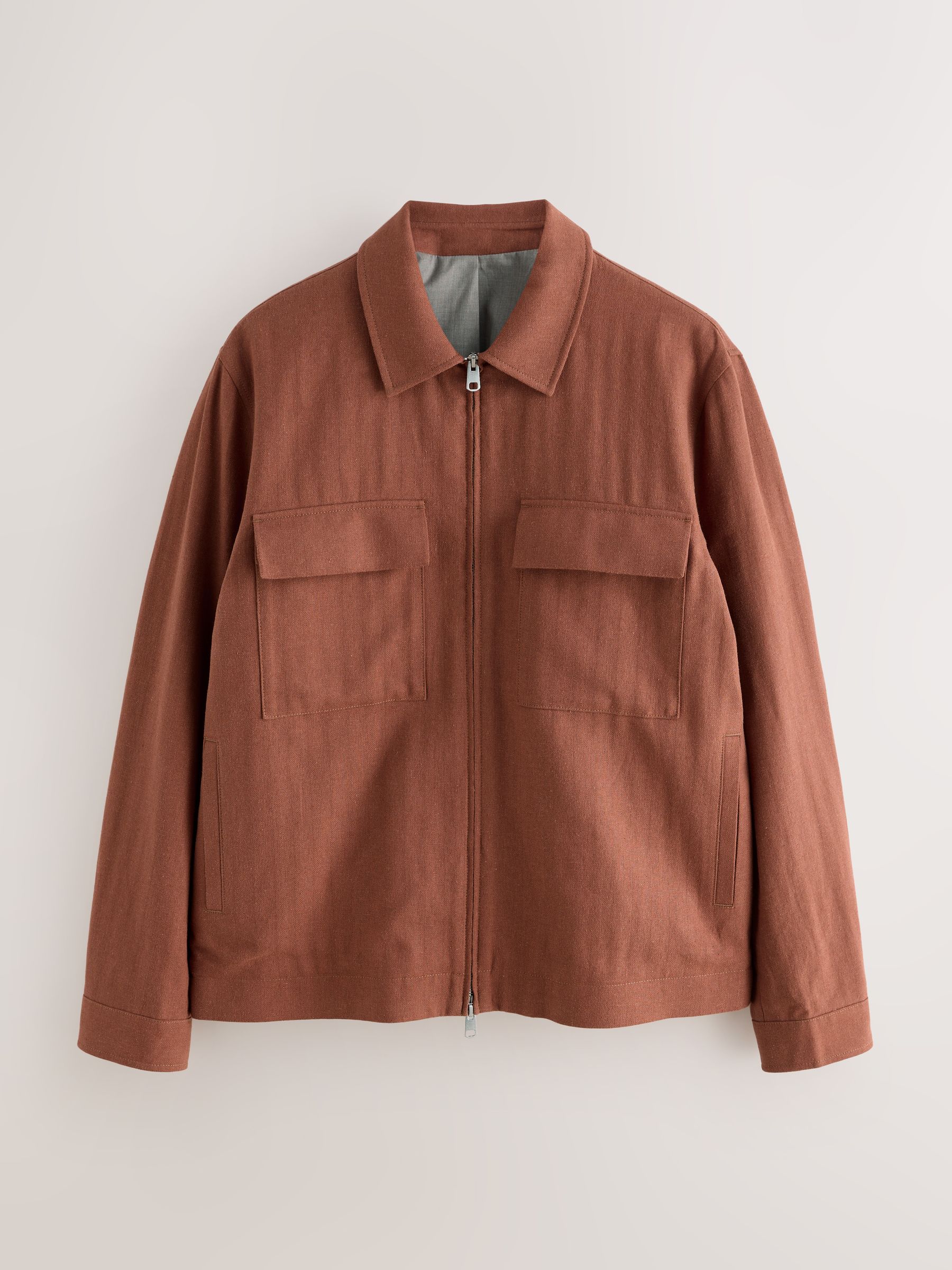 Buy Rust Brown N. Premium Linen Blend Herringbone Jacket from the