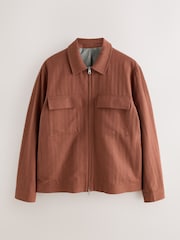 赭棕色 - N. Premium Linen Blend Herringbone Jacket - 圖片 8/13