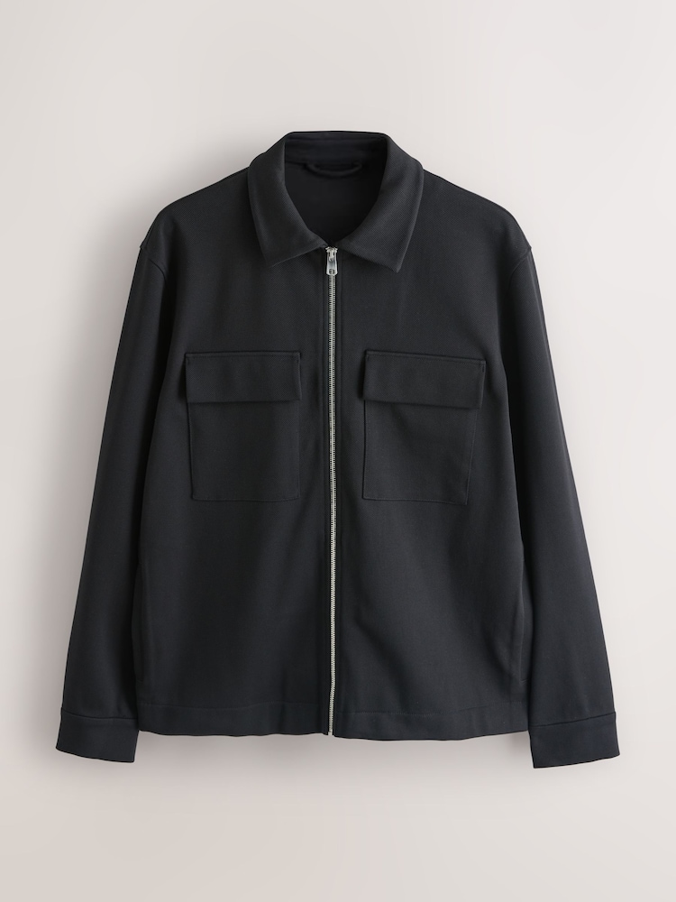 Black N. Premium Jersey Zip Through Shacket - Image 1 of 5