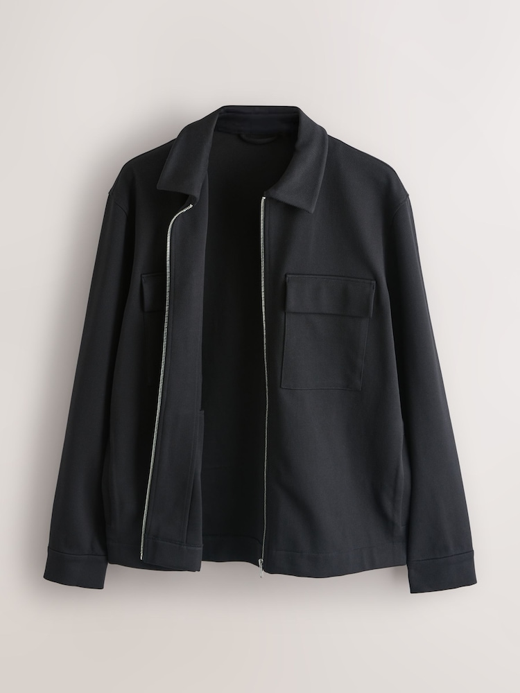 Black N. Premium Jersey Zip Through Shacket - Image 2 of 5