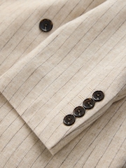 Neutral Regular Fit N. Premium Stripe Linen Blend Double Breasted Blazer - Image 10 of 11