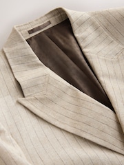 Neutral Regular Fit N. Premium Stripe Linen Blend Double Breasted Blazer - Image 8 of 11