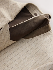 Neutral Regular Fit N. Premium Stripe Linen Blend Double Breasted Blazer - Image 9 of 11