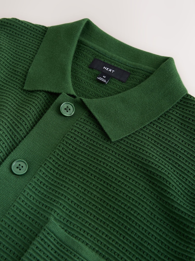 Green Regular Fit Textured Knitted Shirt - Image 8 of 8