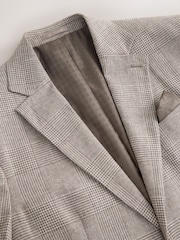 Taupe Brown N. Premium Linen Blend Check Blazer - Image 11 of 15