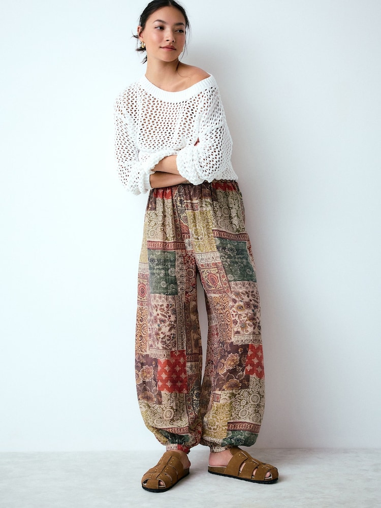 Roz cu model petice - Sheer Balloon Leg Trousers - Imaginea 1 din 8