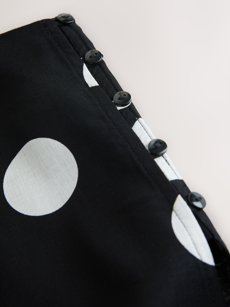 Black/White Spot Longline Cami Top with Linen - Image 2 of 3 Black/White Spot Longline Cami Top with Linen - Image 2 of 3