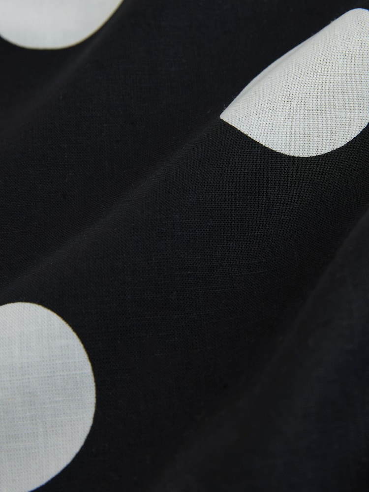 Black/White Spot Longline Cami Top with Linen - Image 3 of 3 Black/White Spot Longline Cami Top with Linen - Image 3 of 3